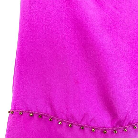 Diane Von Furstenberg Carl Top Fuchsia Pink Beaded Y2K Silk Blouse Size 8 - Picture 11 of 15